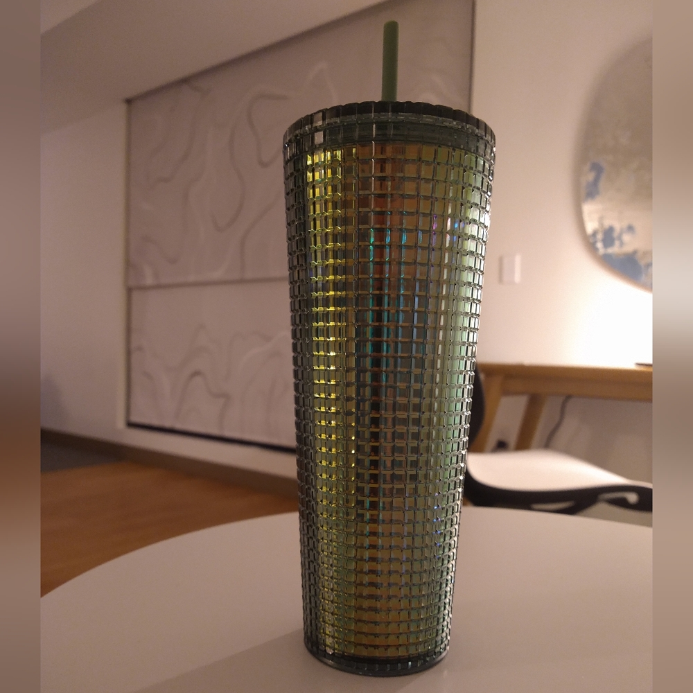 Starbucks Fall 2022 Tumbler Grid Iridescent Green Rainforest Venti 24oz - Picture 5 of 10